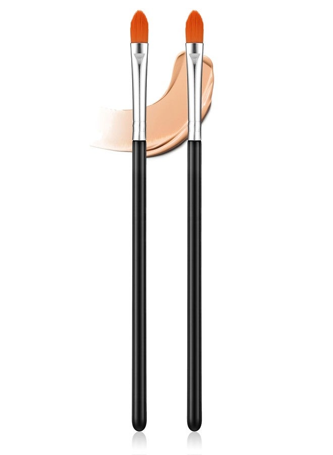 Qulkws 2 Pcs Extra Flat Round Brush Flat Eye Shadow Primer Applicator Brush for Blending Concealer Eyebrow Concealer Brushes Flats Makeup Brushes Eye Primer Base Makeup Tool Concealing Small Imperfection - Image 1